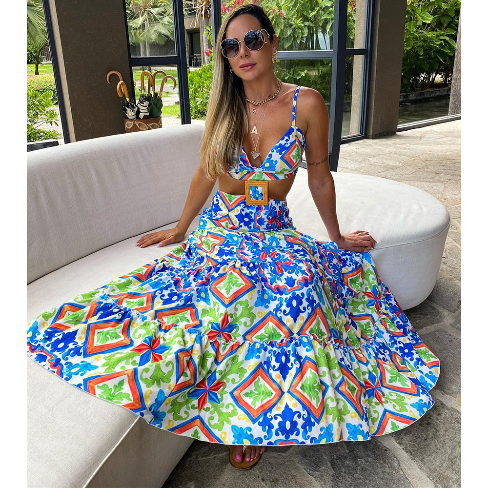 Women's Bohemian Style Hollow High Waist Backless Beach Skirt