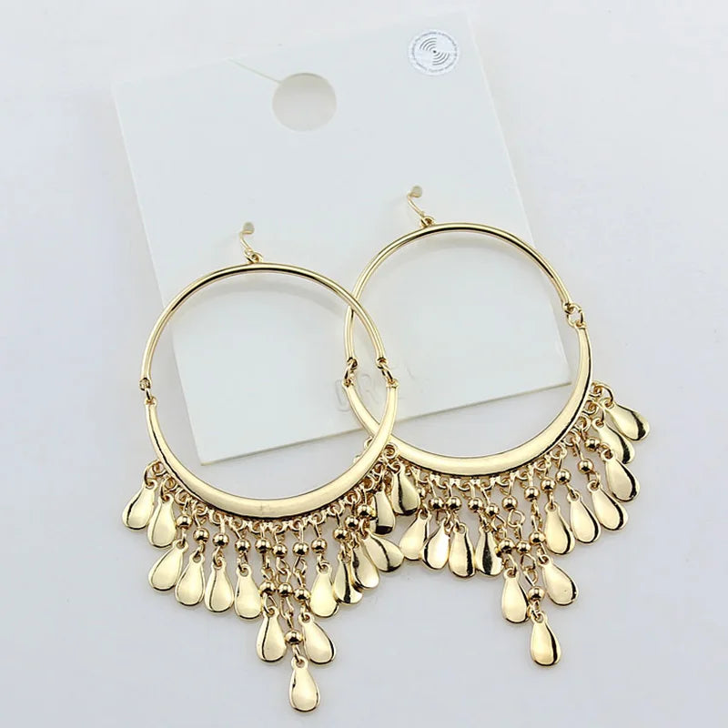 Trendy Statement Jewelry Brand Teardrop Metal Tassel Drop Earring For Women
