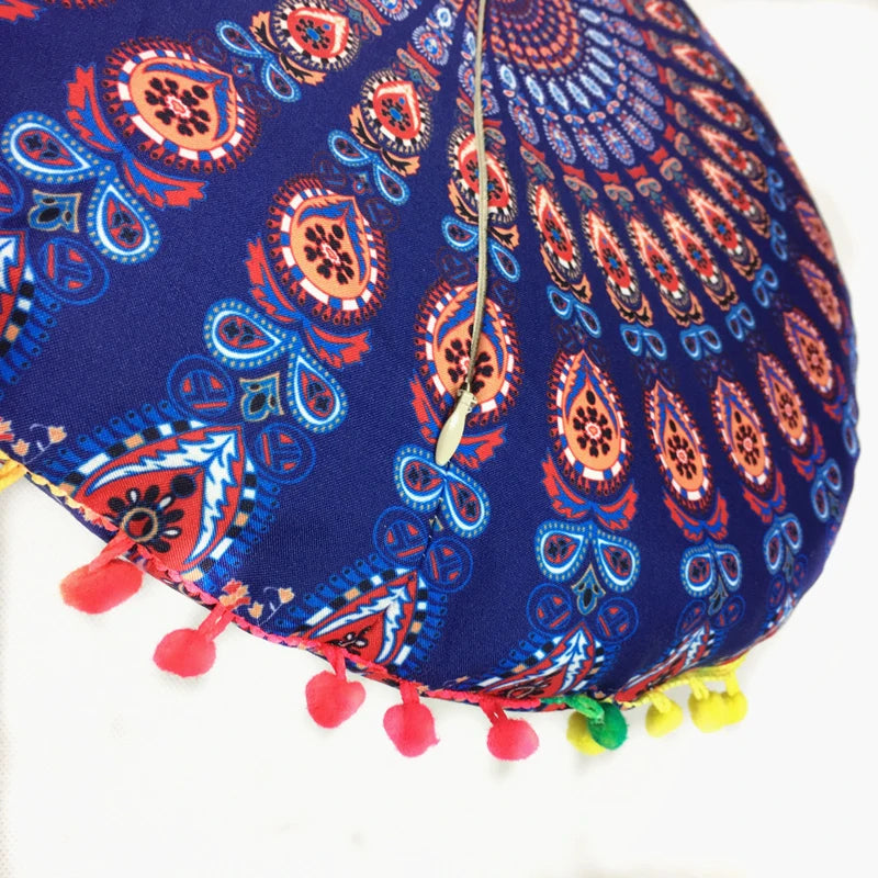 45*45cm Mandala Floor Pillows Case Bohemian Meditation Cushion Cover Round Flower Print Pouf Retro Boho Tapestry Cover