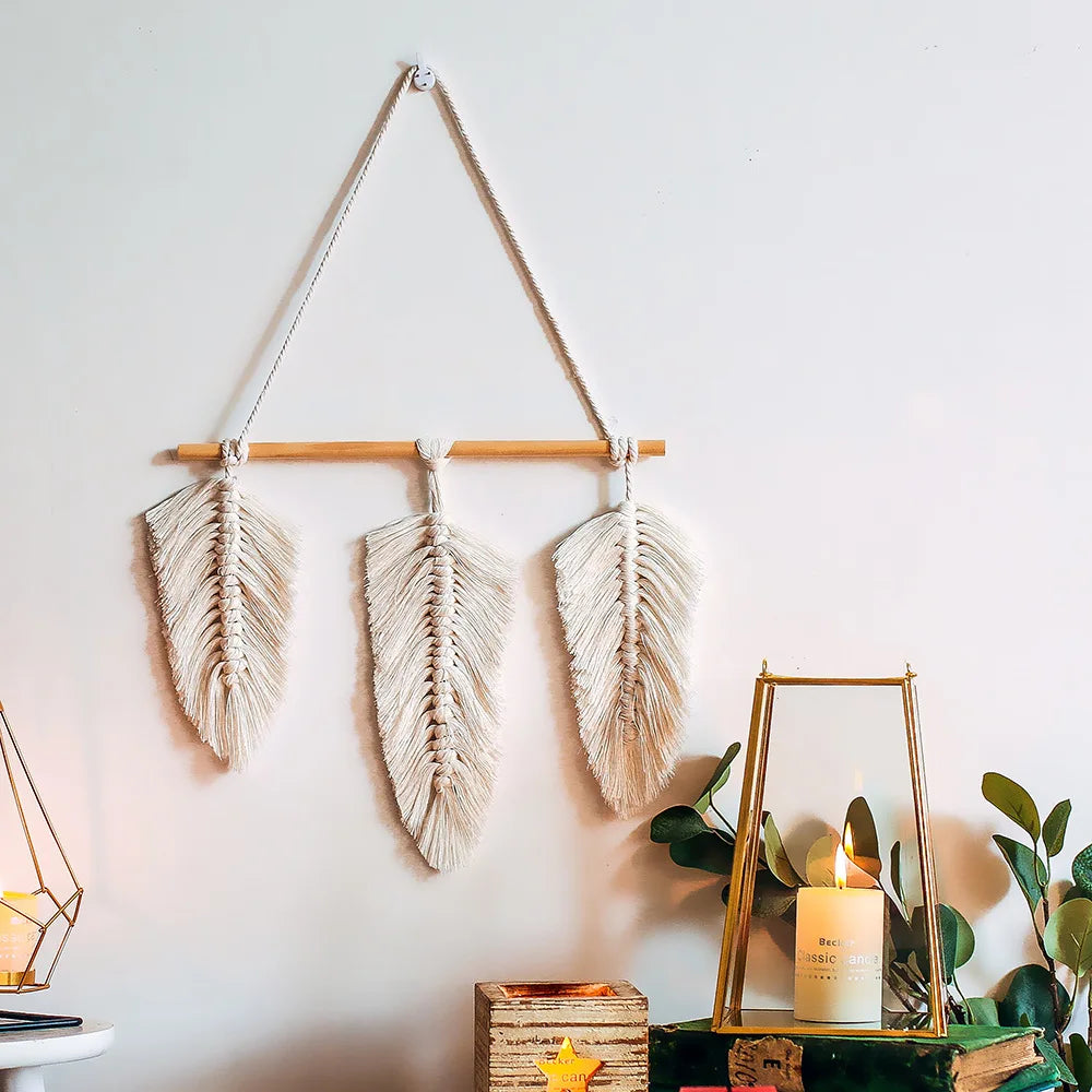 Macrame Wall Hanging Tapestry Cotton Rope Hand Woven Bohemian Tapestry Art Decor