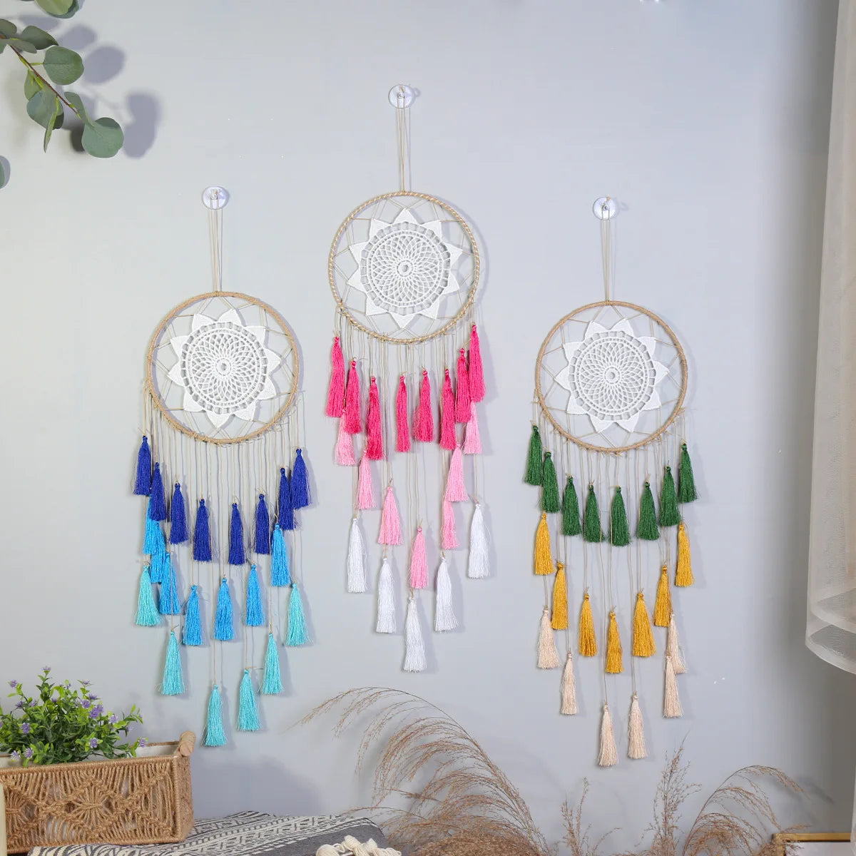Macrame Wall Hanging Tapestry Cotton Rope Hand Woven Bohemian Tapestry Art Decor