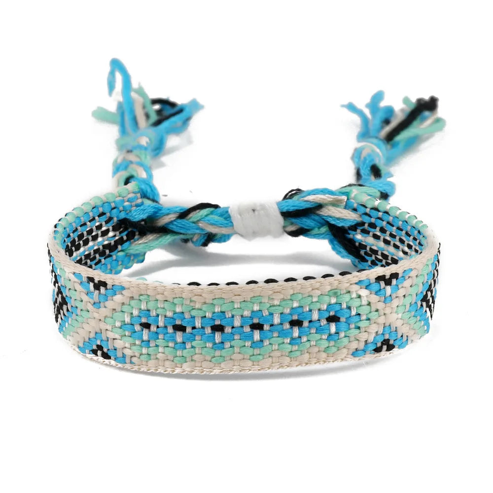 Bohemian Nepal Colorful Woven Bracelet with Tassel Lucky Boho
