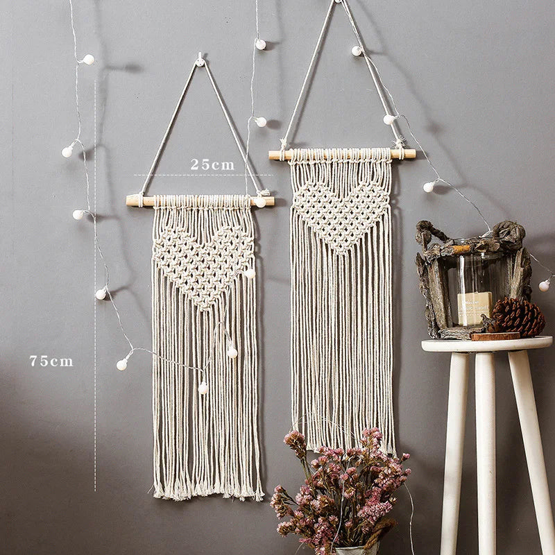 Macrame Wall Hanging Tapestry Cotton Rope Hand Woven Bohemian Tapestry Art Decor