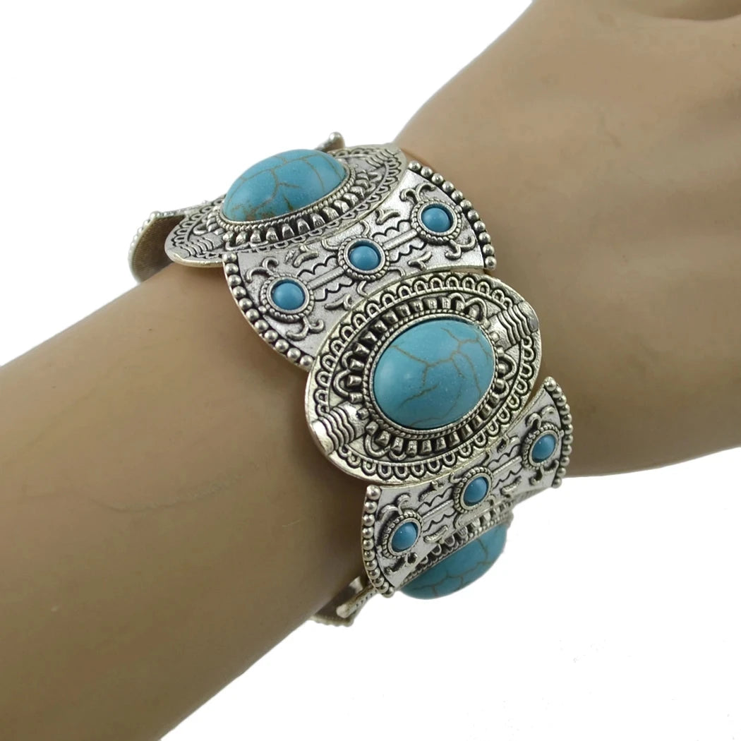 Tribal Ethnic Bohemian Indian Vintage Metal Stone Coin Bracelet Gypsy Boho Bracelet