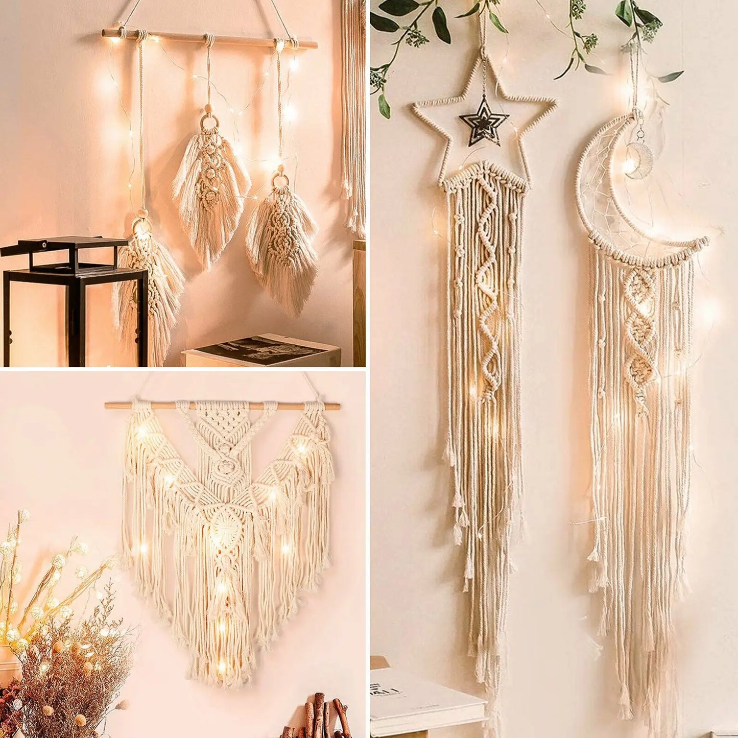 Macrame Wall Hanging Tapestry Cotton Rope Hand Woven Bohemian Tapestry Art Decor