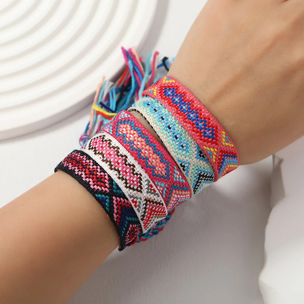 Bohemian Nepal Colorful Woven Bracelet with Tassel Lucky Boho