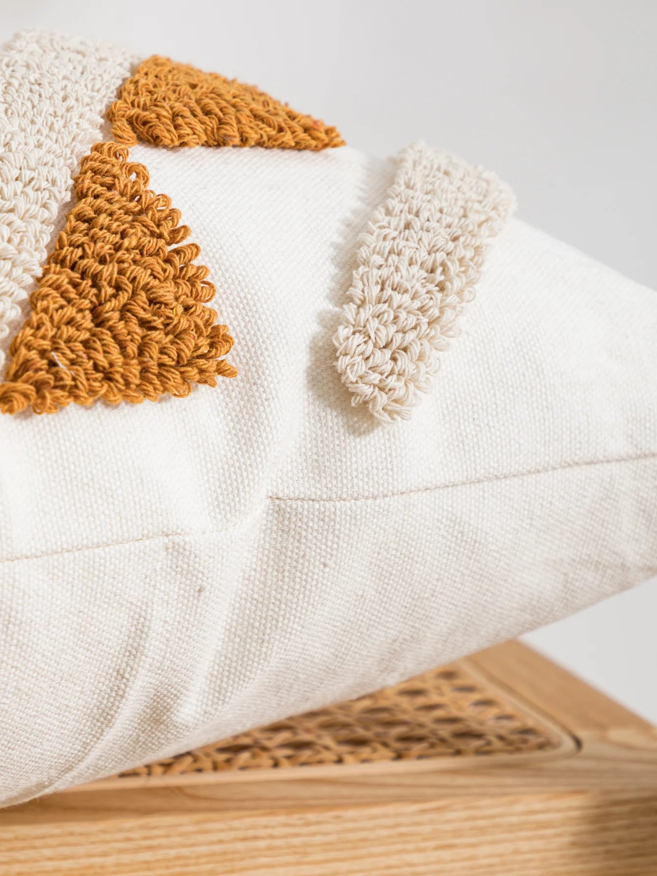 Multi-color geometric combo pillow cover with bohemian style loop velvet