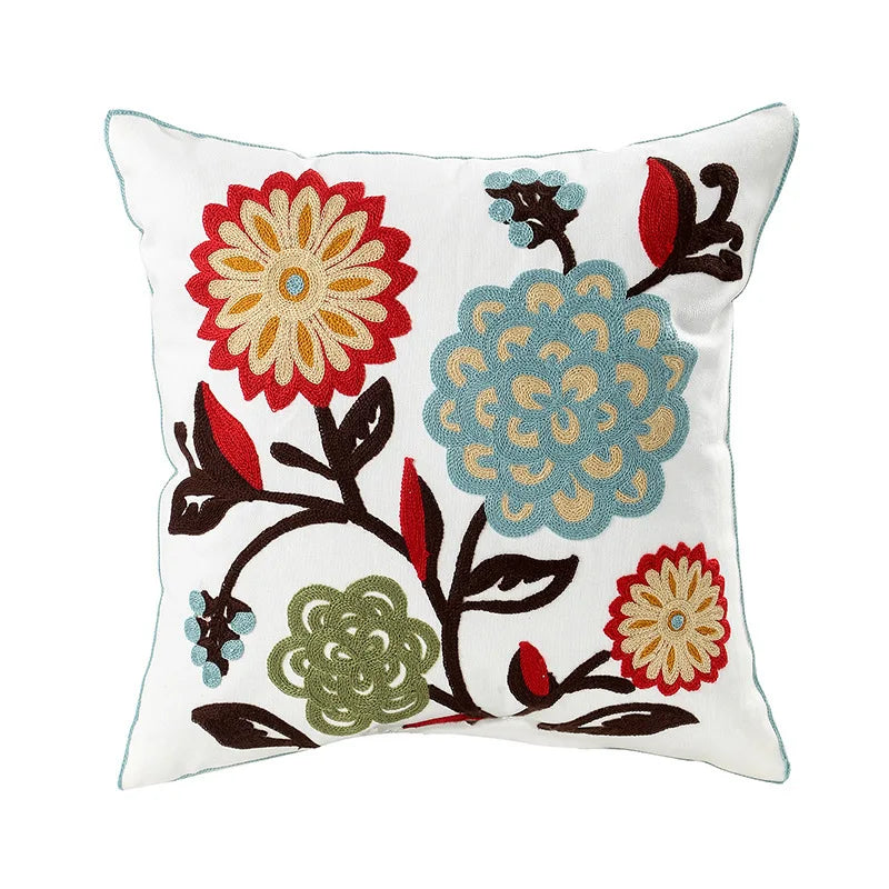 Embroidered Cushion Cover Plant Flower Embroidery, Home Decor