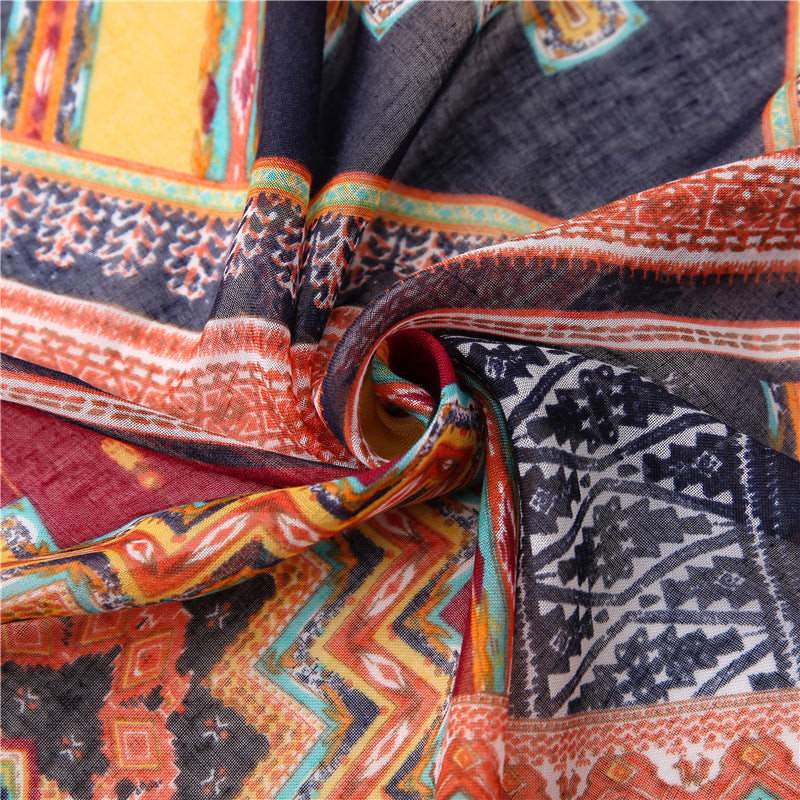 Bohemian Colorful Geometric Diamond Print Scarf