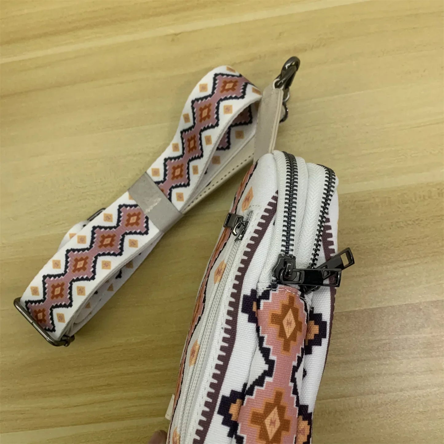 Wrangler Crossbody Bag Bohemian Ethnic Style Zipper Canvas Chest Waist Shoulder Strap