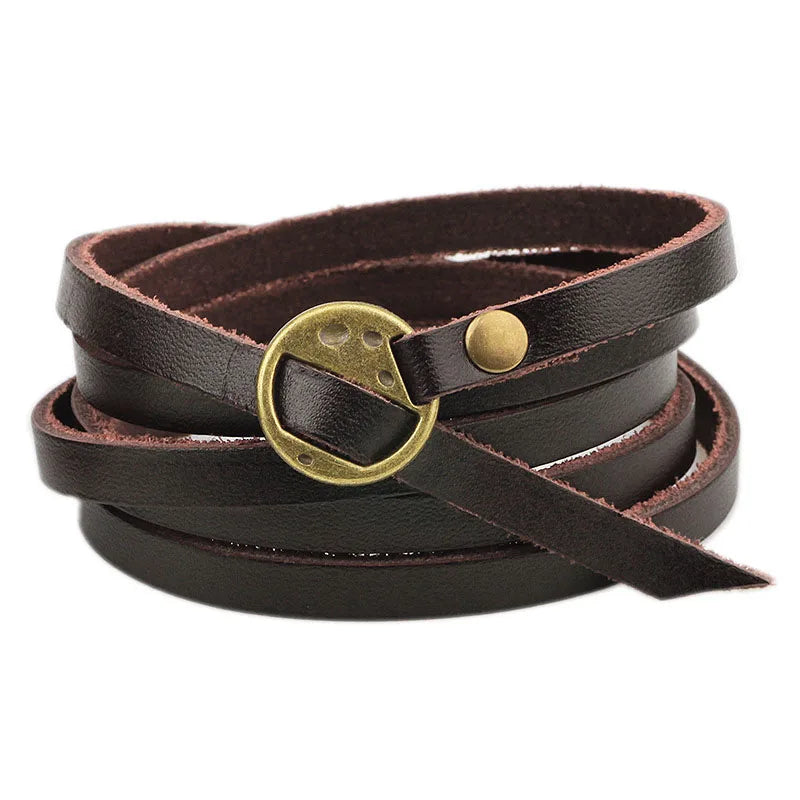 Vintage Bohemian Style Jewelry Genuine Leather Bracelet Embossing Letter